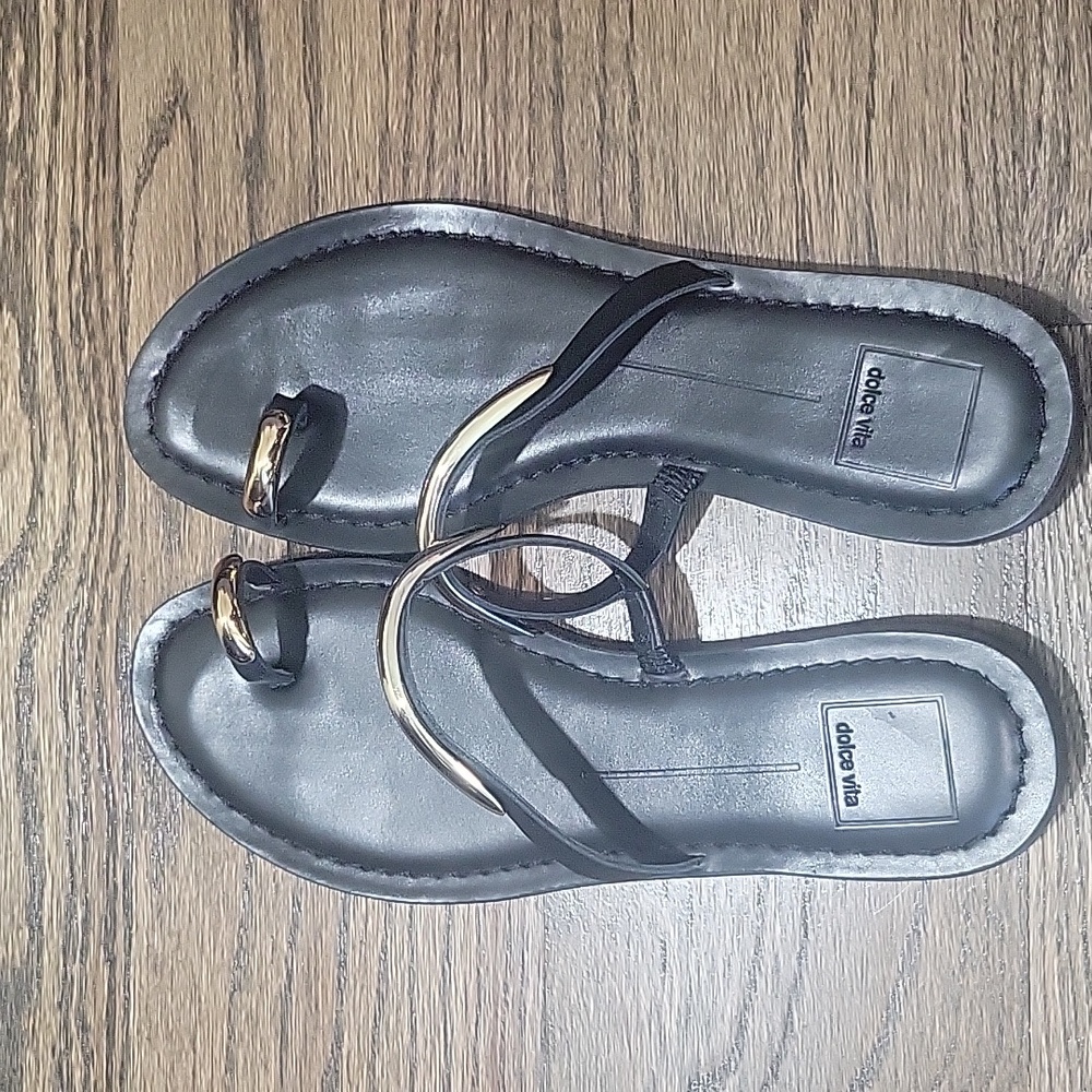 Dolce Vita Black and Gold Sandals